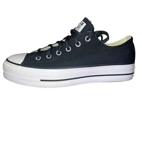 MEN'S CONVERSE CANVAS OX PLATFORM CHUCK TAYLOR ALL STAR BLACK SNEAKERS LOW TOP - Picture 6 of 7